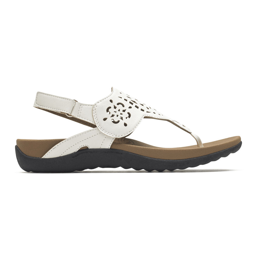 Rockport Singapore Womens Sandals - Ridge Circle Cutout Thong White - BF0512967